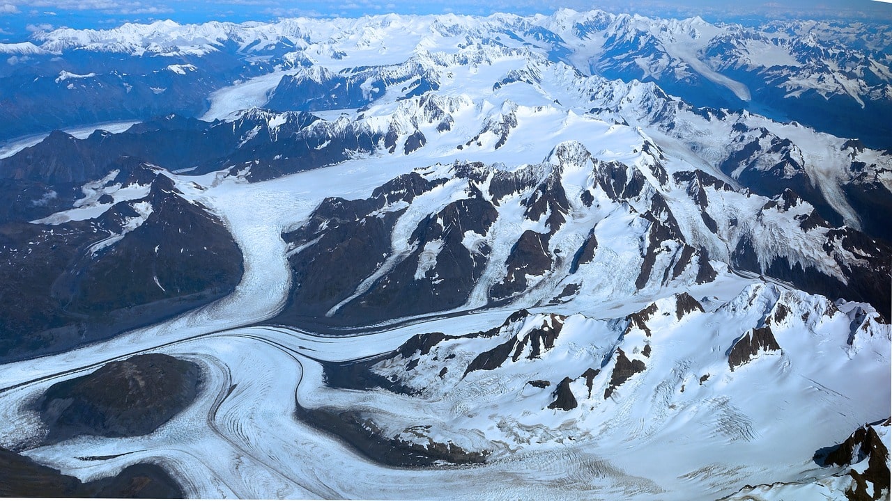 aerial image of glaciers