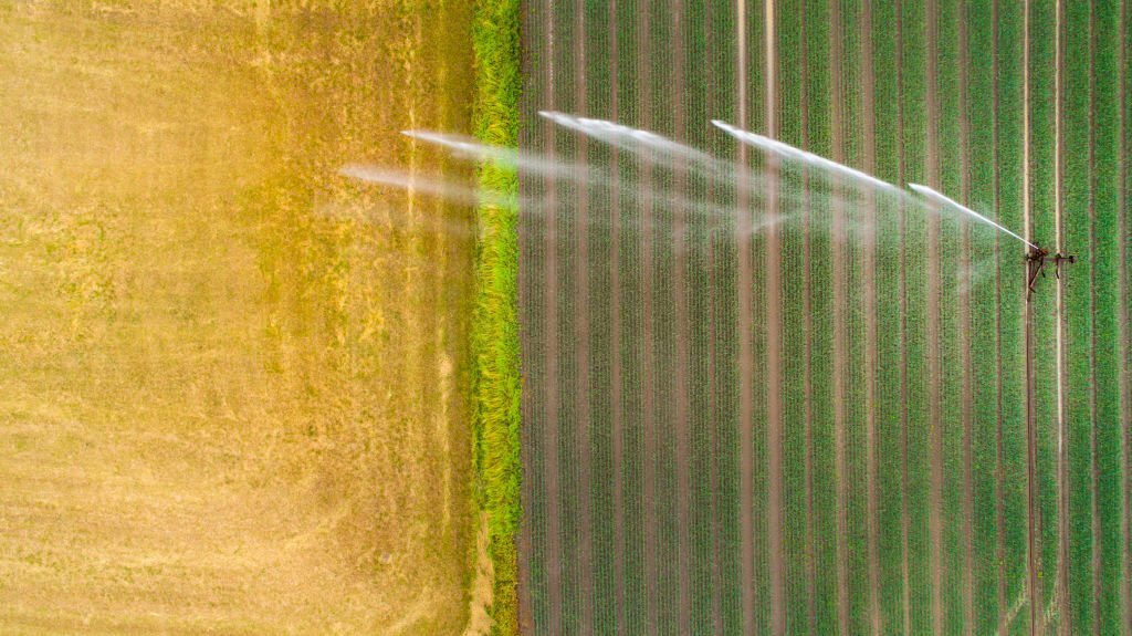 aerial image of irrigation system