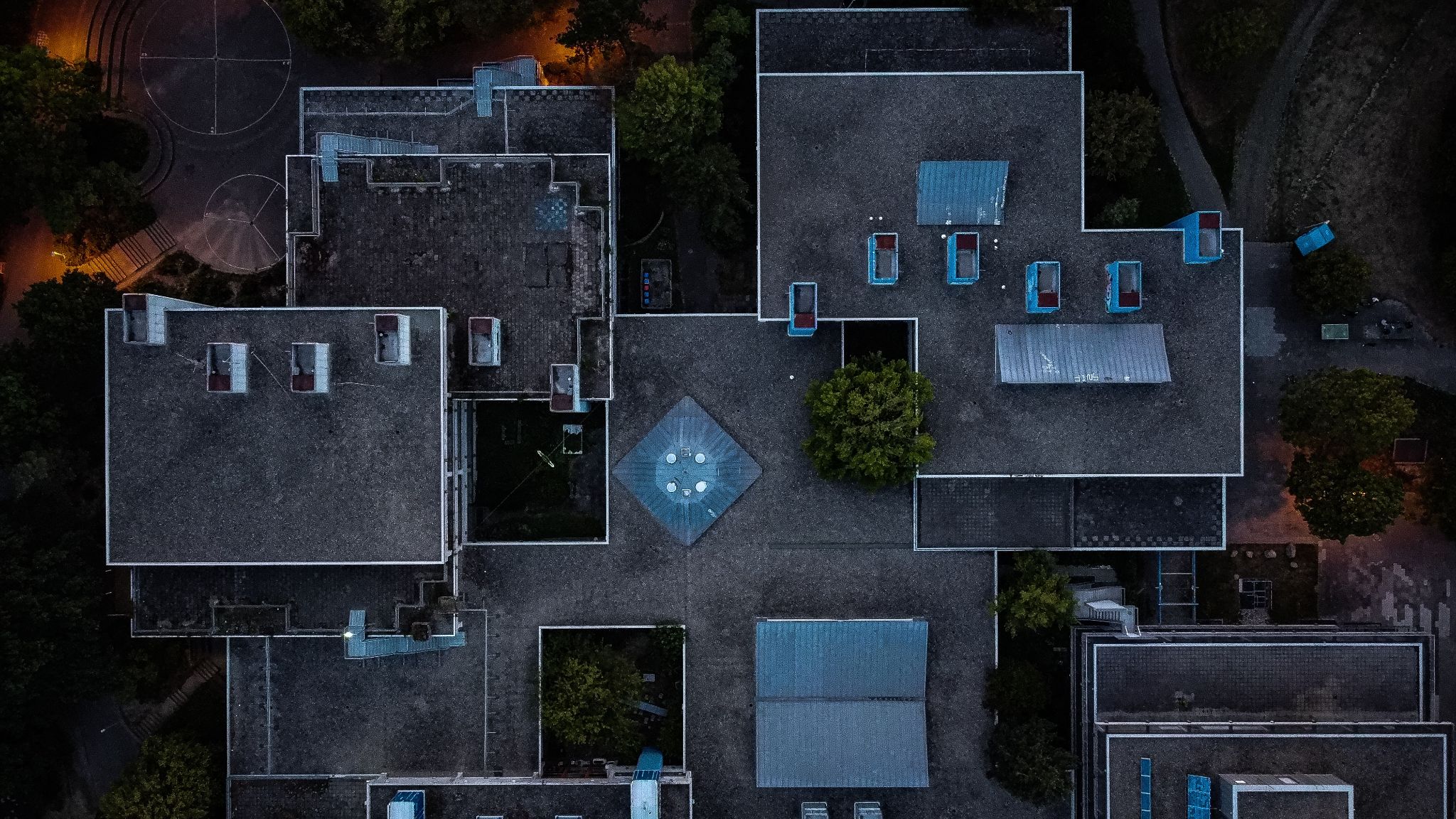aerial drone shot for commercial roof