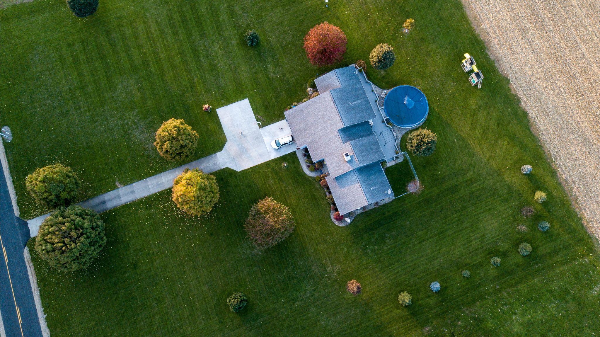 aerial drone shot for home and roof inspection