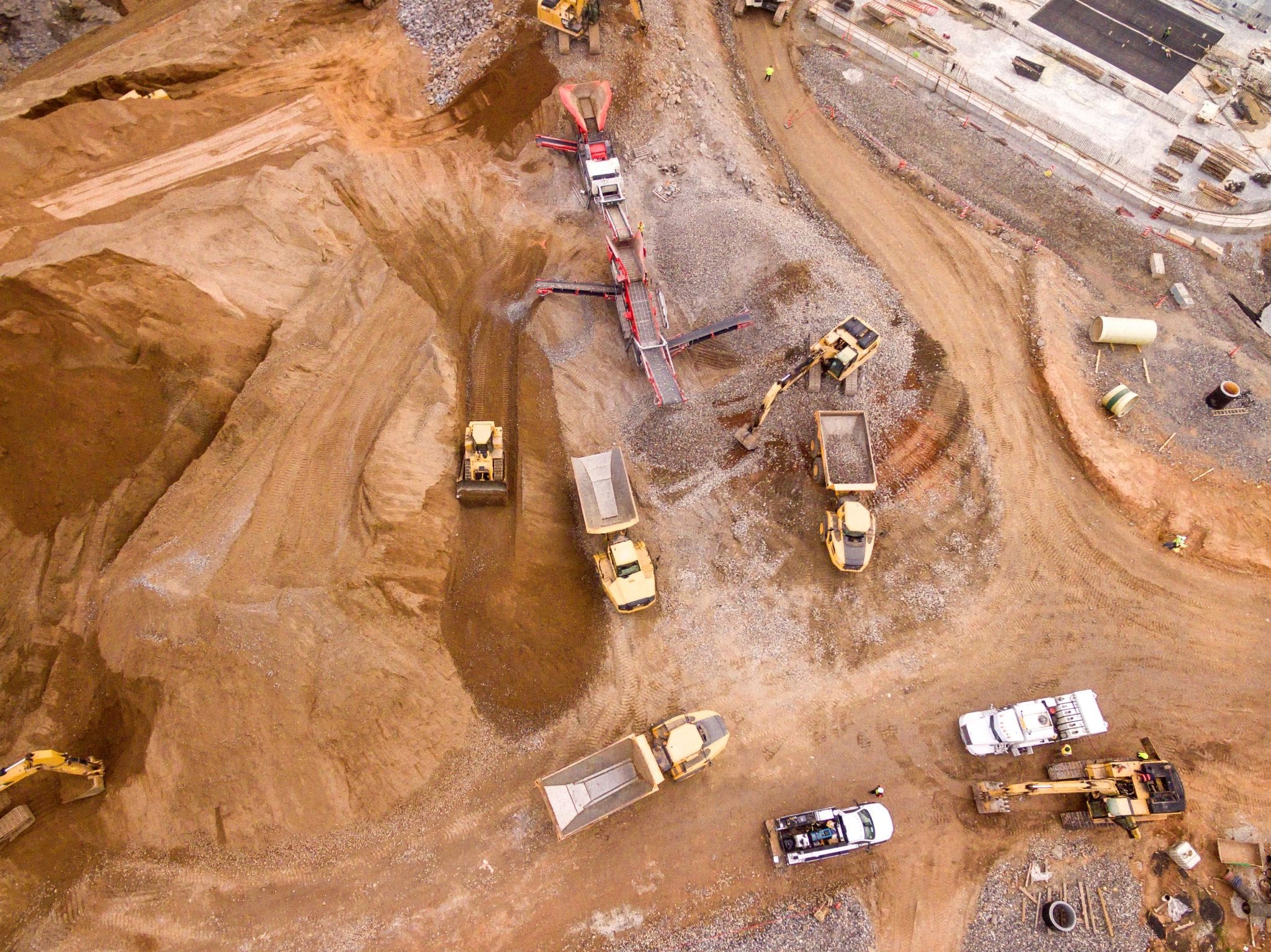 aerial overview of mining operations