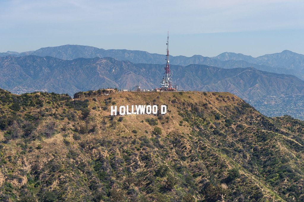 aerial image of hollywood sign