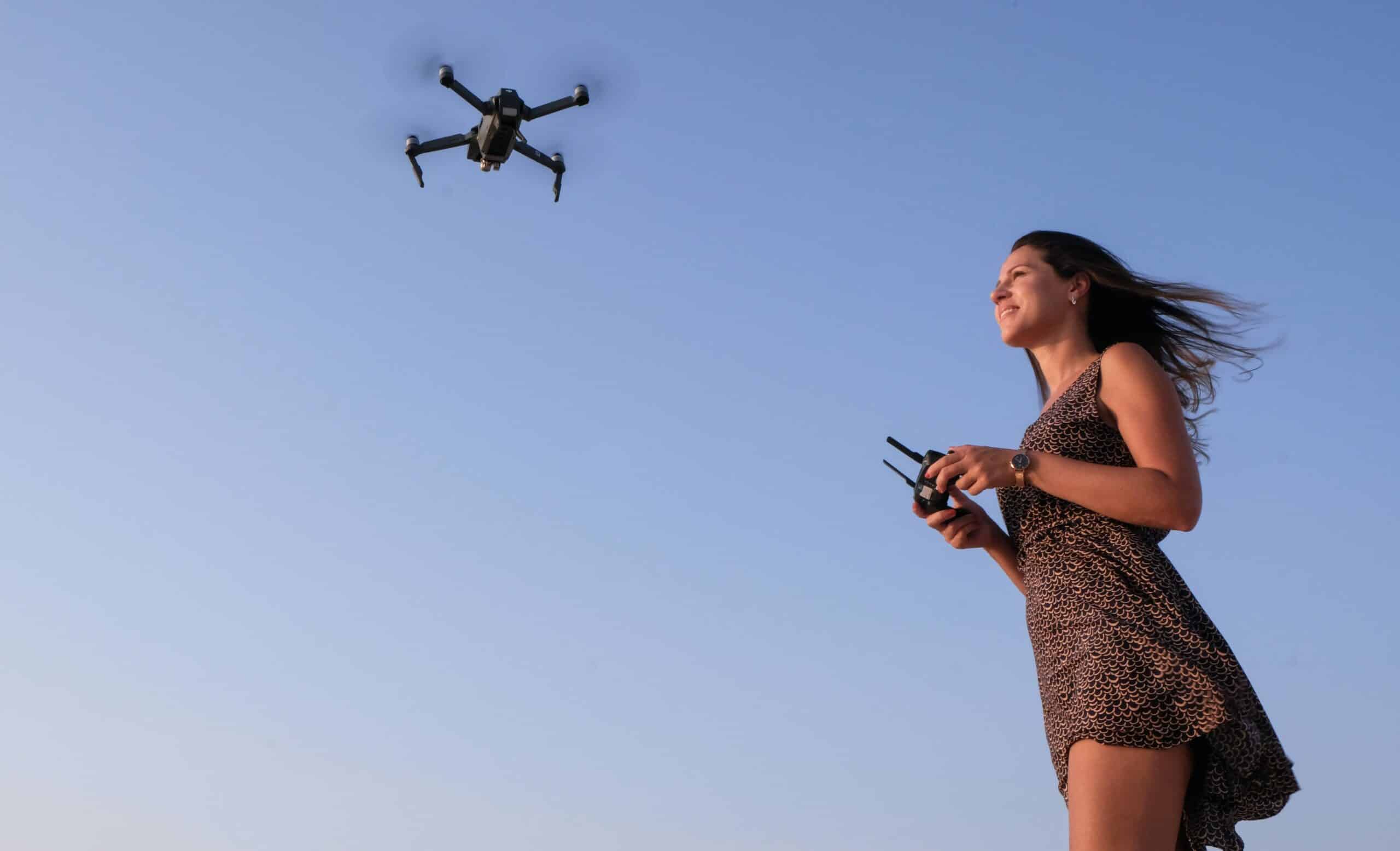 a beginner flying a drone
